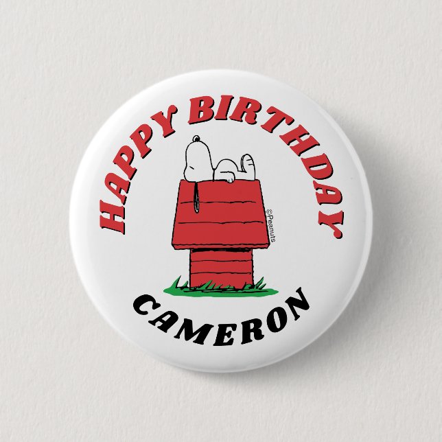 Peanuts Snoopy Dog House Birthday Button (Vorderseite)