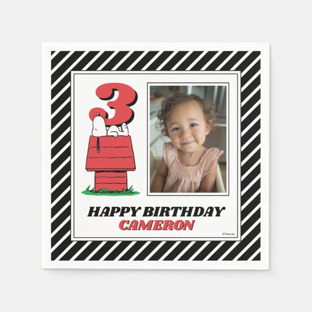 Peanuts Snoopy Dog House Birthday Napkins Serviette (Vorderseite)