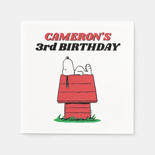 Peanuts Snoopy Dog House Birthday Napkins Serviette (Vorderseite)