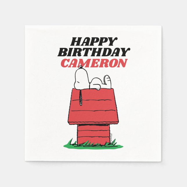 Peanuts Snoopy Dog House Birthday Napkins Serviette (Vorderseite)