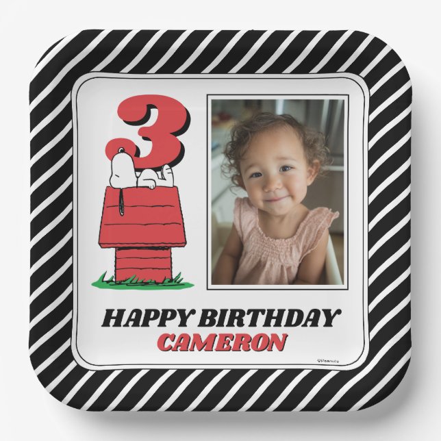Peanuts Snoopy Dog House Birthday Paper Plates Pappteller (Vorderseite)