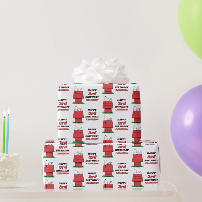 Peanuts Snoopy Dog House Birthday Wrapping Paper Geschenkpapier (Partygeschenke)