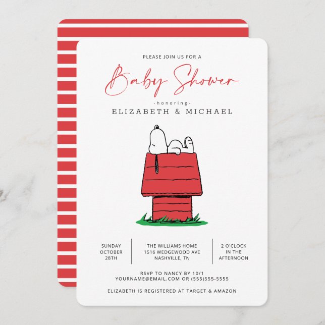 Peanuts Snoopy Dog House - Einladung zur Kinderdus (Vorne/Hinten)