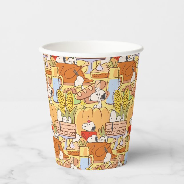 Peanuts Snoopy Erntedankfest-Muster Pappbecher (Vorderseite)