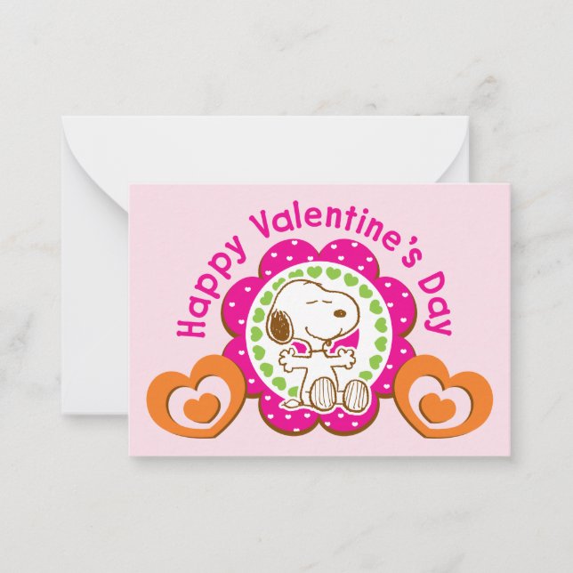 Peanuts | Snoopy Floral Hearts Valentine Mitteilungskarte (Vorderseite)