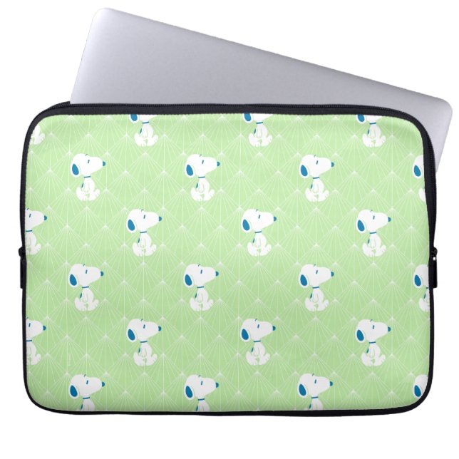 Peanuts | Snoopy Green Deco Dreams Muster Laptopschutzhülle (Vorderseite)