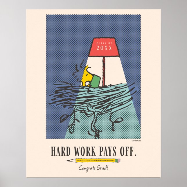 Peanuts Snoopy harte Arbeit lohnt sich Abschluss Poster (Vorne)