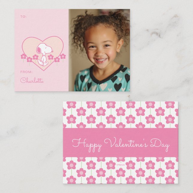 Peanuts | Snoopy Heart Photo Valentine Mitteilungskarte (Vorne/Hinten)