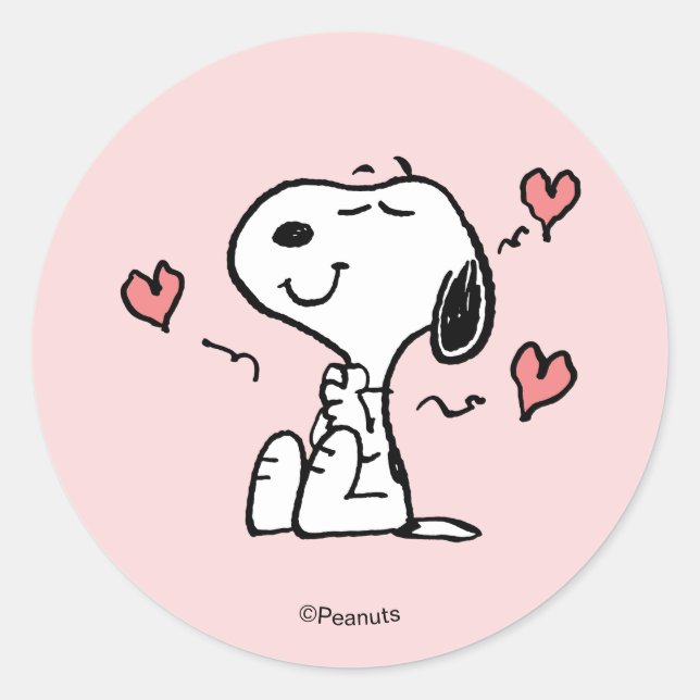 Peanuts | Snoopy Herzen Runder Aufkleber (Vorderseite)