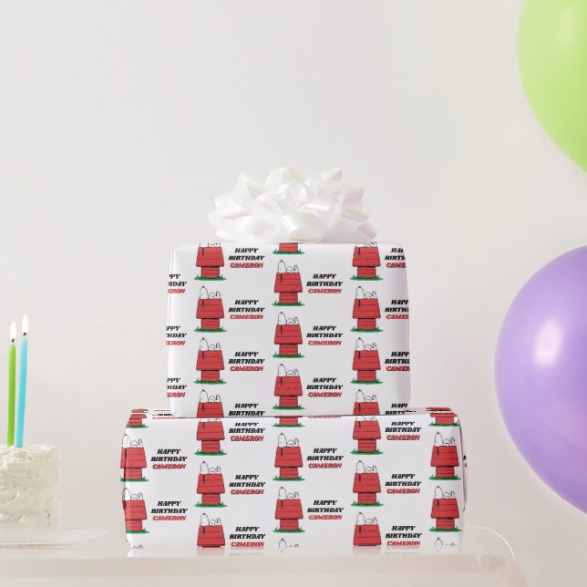 Peanuts Snoopy Hundehütte Geburtstags-Geschenkpapi Geschenkpapier (Partygeschenke)