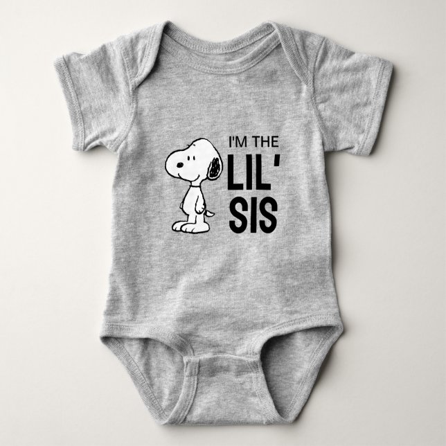 Peanuts Snoopy | Ich bin die kleine Schwester Baby Strampler (Vorderseite)