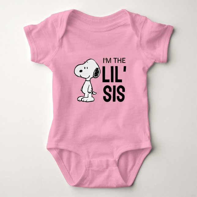 Peanuts Snoopy | Ich bin die kleine Schwester Baby Strampler (Vorderseite)