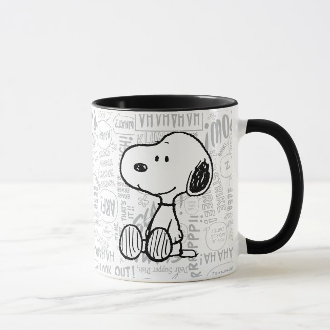PEANUTS | Snoopy in Schwarz-Weiß-Comics Tasse (Rechts)