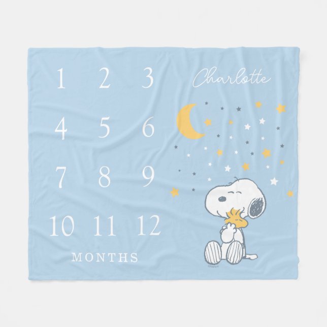 Peanuts Snoopy | Monatlicher Meilenstein Baby Fleecedecke (Vorderseite (Horizontal))