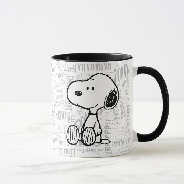 PEANUTS | Snoopy on Black White Comics Tasse (Rechts)