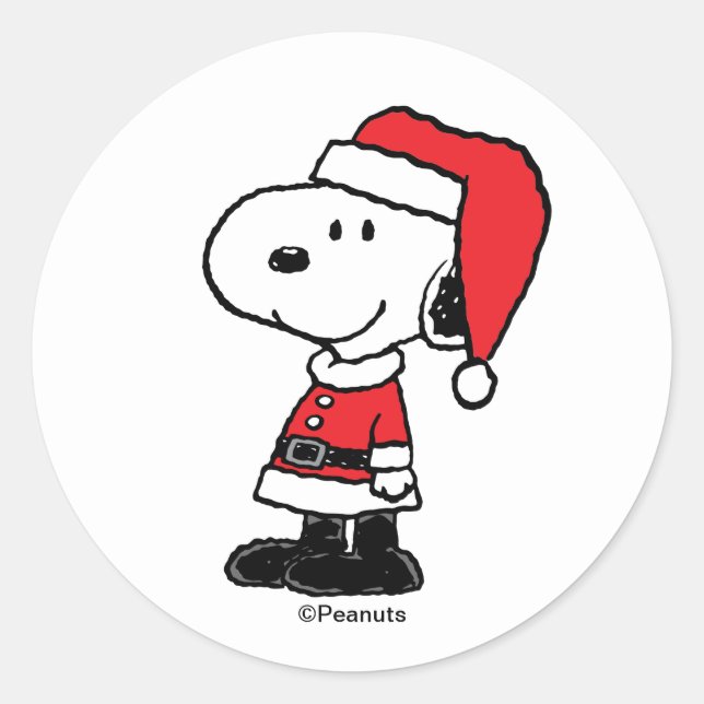 Peanuts | Snoopy Santa Claus Runder Aufkleber (Vorderseite)