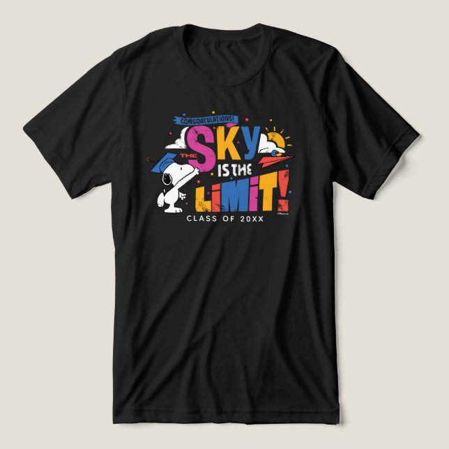 Peanuts Snoopy Sky Is The Limit Abschlussfeier Tri-Blend Shirt (Design Vorderseite)