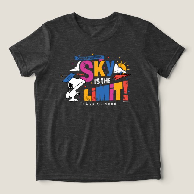Peanuts Snoopy Sky Is The Limit Abschlussfeier Tri-Blend Shirt (Design Vorderseite)