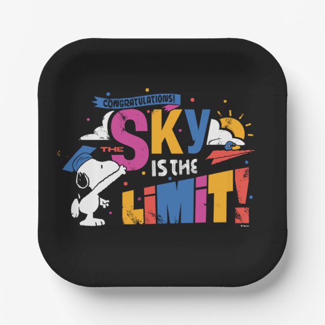 Peanuts Snoopy Sky Is The Limit Graduation Pappteller (Vorderseite)