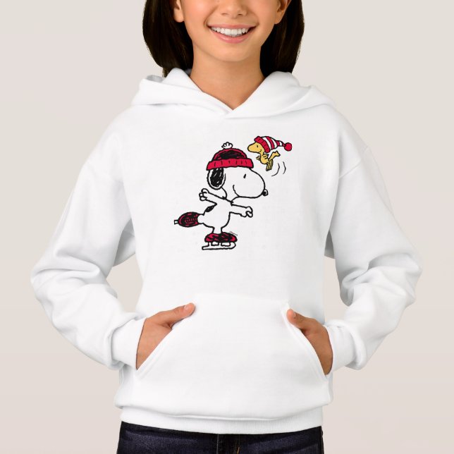 Peanuts Snoopy und Woodstock Skate Holiday Hoodie (Vorderseite)