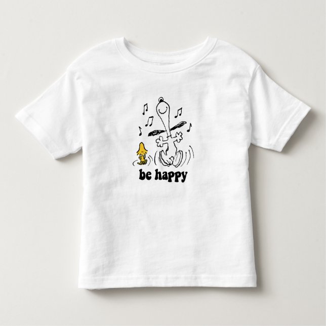 Peanuts Snoopy und Woodstock's Be Happy Dance Kleinkind T-shirt (Vorderseite)