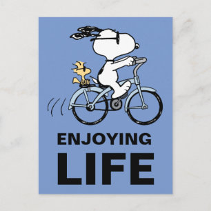 Peanuts   Snoopy & Woodstock Fahrrad Postkarte