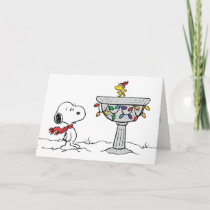 Peanuts Snoopy & Woodstock Gefrorenes Vogelbad Feiertagskarte