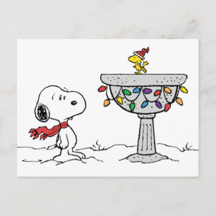 Peanuts   Snoopy & Woodstock Gefrorenes Vogelbad Feiertagspostkarte