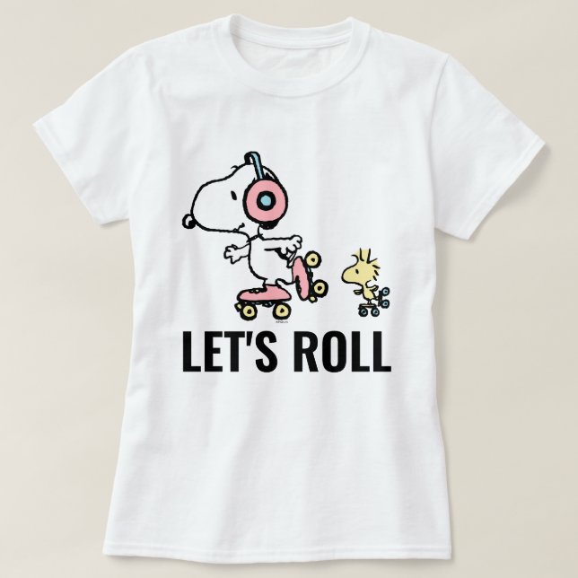 PEANUTS | Snoopy & Woodstock | Lasst uns fortfahre T-Shirt (Design vorne)