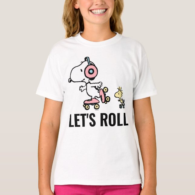 PEANUTS | Snoopy & Woodstock | Lasst uns fortfahre T-Shirt (Vorderseite)