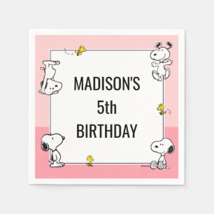 Peanuts Snoopy & Woodstock Pink Geburtstag Serviette