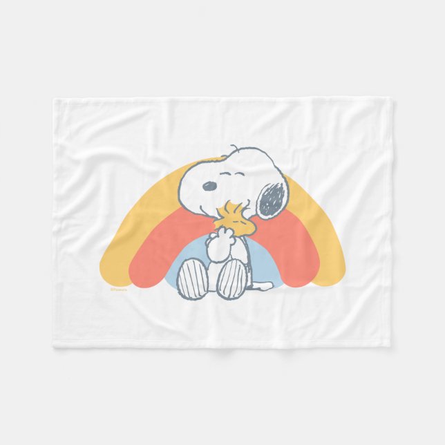 Peanuts | Snoopy & Woodstock Regenbogen-Baby-Fleec Fleecedecke (Vorderseite (Horizontal))