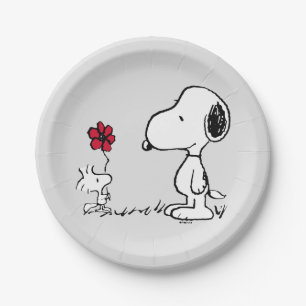 Peanuts   Snoopy & Woodstock Rot & Schwarz Pappteller