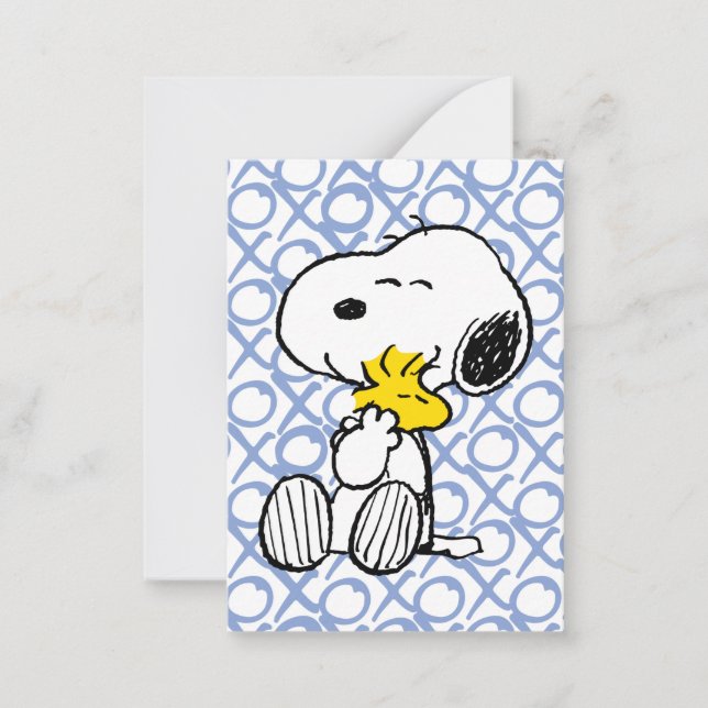 Peanuts | Snoopy & Woodstock XOXO Hugs Mitteilungskarte (Vorderseite)