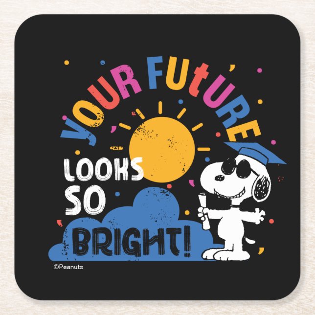 Peanuts Snoopy Your Future Looks So Bright Rechteckiger Pappuntersetzer (Vorderseite)