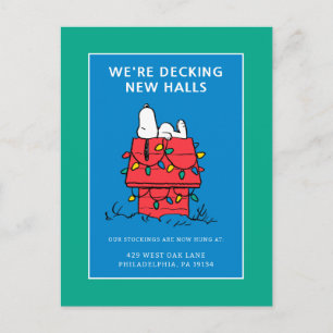 Peanuts   Snoopy's Hundehütte mit Lichtern Feiertagspostkarte