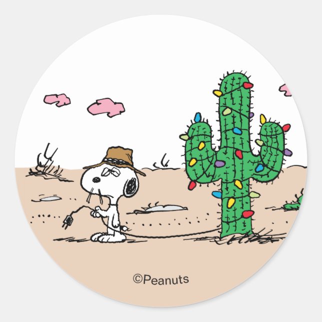 Peanuts | Spike schmückt zum Feiertag Runder Aufkleber (Vorderseite)