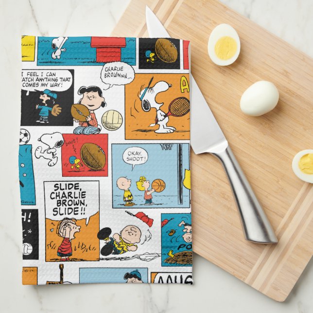 Peanuts Sportmuster Geschirrtuch (Viertel Falte)