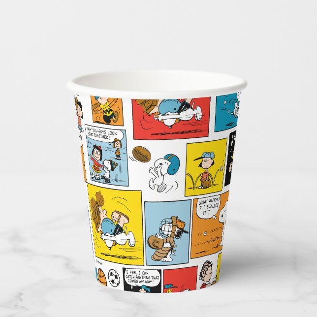 Peanuts Sportmuster Pappbecher (Vorderseite)