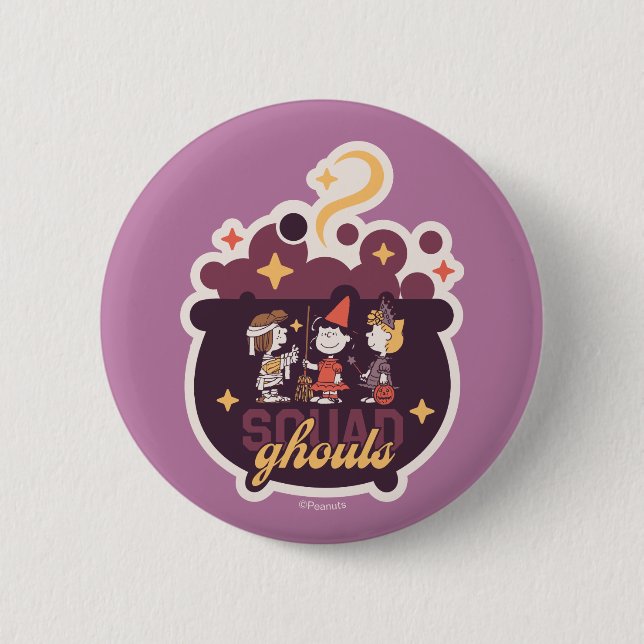 Peanuts Squad Ghouls Kessel Halloween Button (Vorderseite)