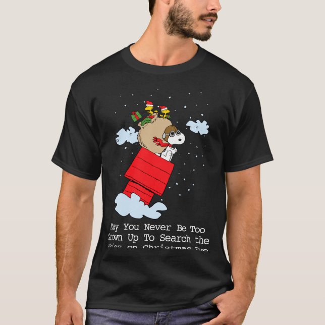 Peanuts The Flying Ace At Christmas  T-Shirt (Vorderseite)