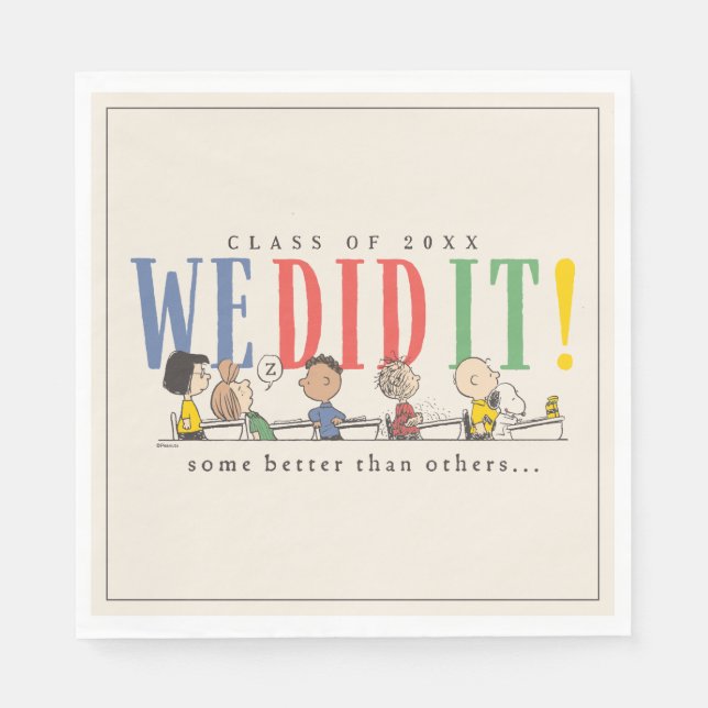 Peanuts We Did It Graduation Funny Quote Snoopy Serviette (Vorderseite)