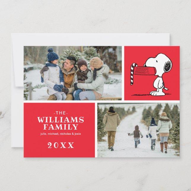 Peanuts Weihnachtslieder Familie FotoCollage Feiertagskarte (Vorderseite)