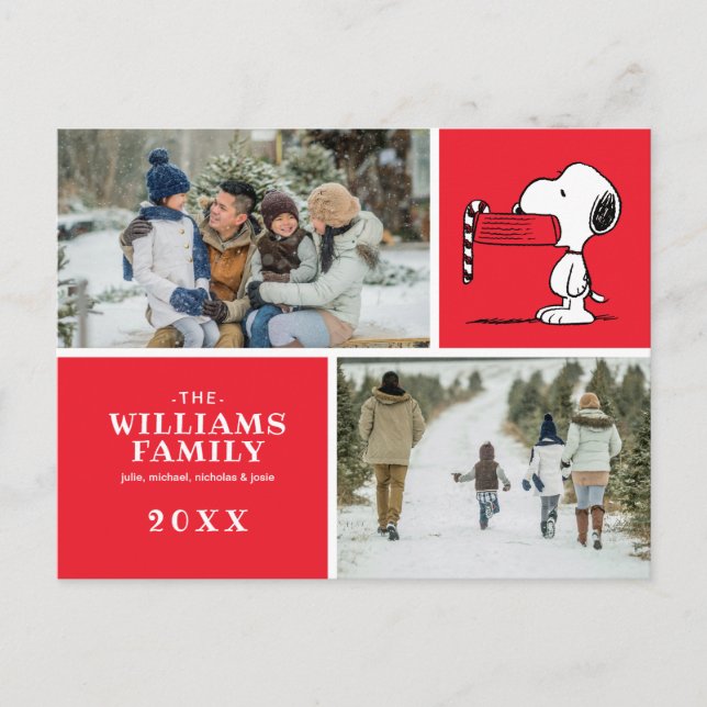 Peanuts Weihnachtslieder Familie FotoCollage Feiertagspostkarte (Vorderseite)
