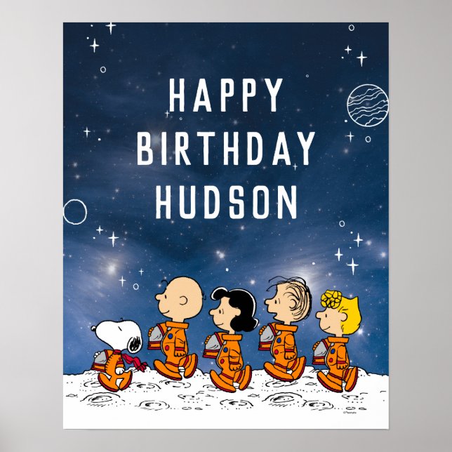 Peanuts | Weltraum-Geburtstag Poster (Vorne)
