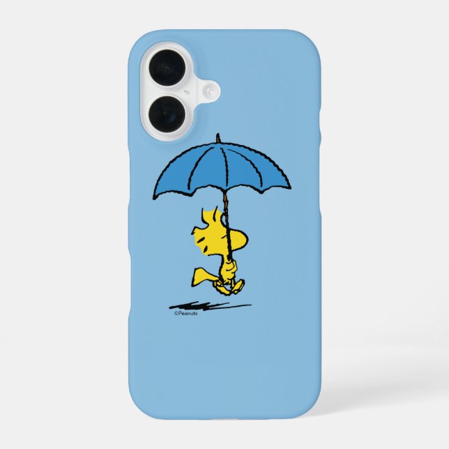 Peanuts | Woodstock Blauer Schirm iPhone 16 Hülle (Rückseite)