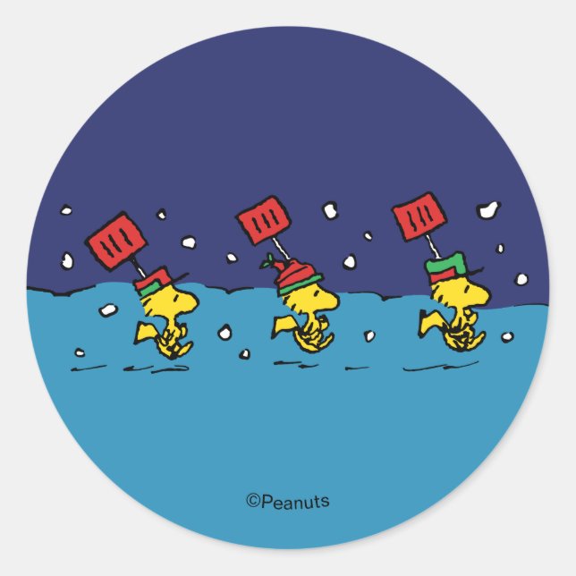 Peanuts | Woodstock Snow Shovel Team Runder Aufkleber (Vorderseite)