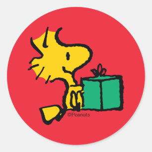 Peanuts Woodstock Weihnachtsgeschenk Runder Aufkleber