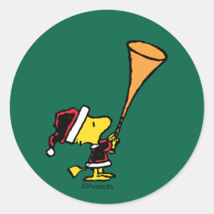 Peanuts Woodstock Weihnachtsmann Runder Aufkleber