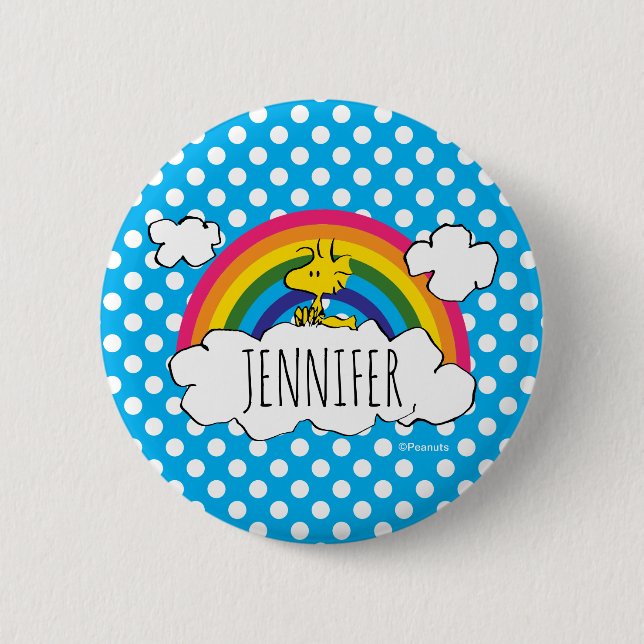 PEANUTS | Woodstock's Rainbow Polka Dots Button (Vorderseite)
